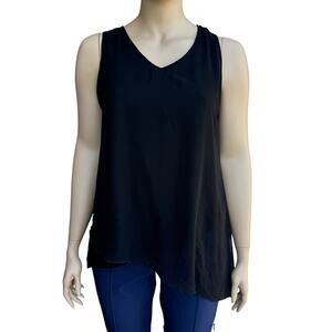 Adele & May Women Black Sleeveless Asymmetrical Hem Lace Trim Blouse Size 1X